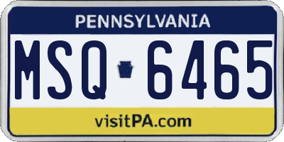 PA license plate MSQ6465