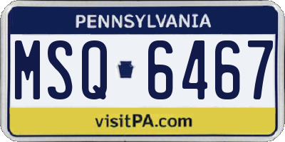 PA license plate MSQ6467