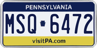 PA license plate MSQ6472