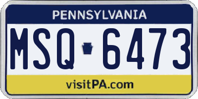 PA license plate MSQ6473