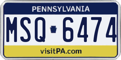 PA license plate MSQ6474