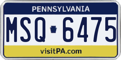 PA license plate MSQ6475