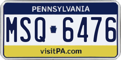 PA license plate MSQ6476