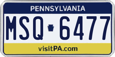 PA license plate MSQ6477