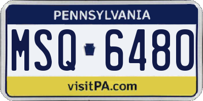 PA license plate MSQ6480