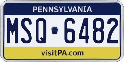 PA license plate MSQ6482