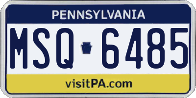 PA license plate MSQ6485