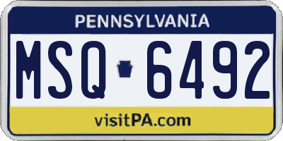 PA license plate MSQ6492