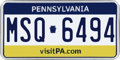 PA license plate MSQ6494