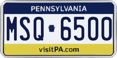 PA license plate MSQ6500