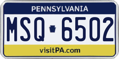 PA license plate MSQ6502