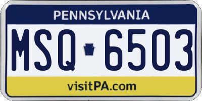 PA license plate MSQ6503