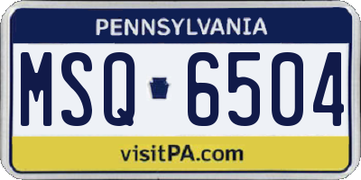 PA license plate MSQ6504