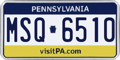 PA license plate MSQ6510