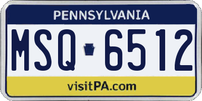 PA license plate MSQ6512