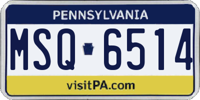 PA license plate MSQ6514