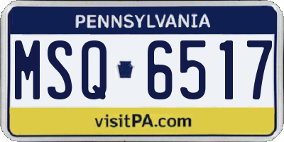 PA license plate MSQ6517
