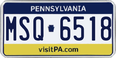 PA license plate MSQ6518