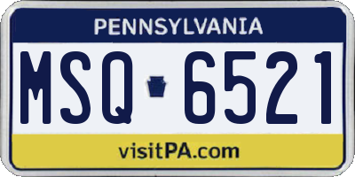PA license plate MSQ6521