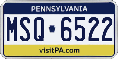 PA license plate MSQ6522