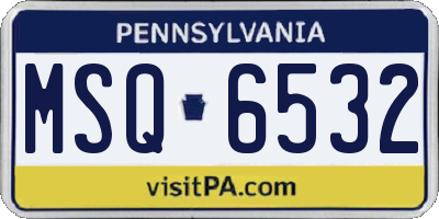 PA license plate MSQ6532