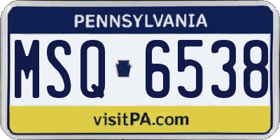 PA license plate MSQ6538