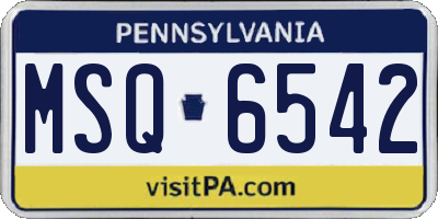 PA license plate MSQ6542