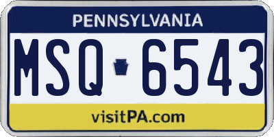 PA license plate MSQ6543