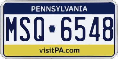PA license plate MSQ6548