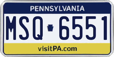 PA license plate MSQ6551