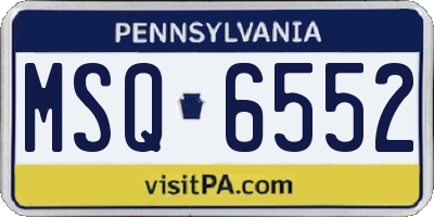 PA license plate MSQ6552
