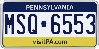 PA license plate MSQ6553