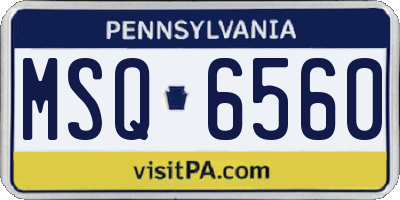 PA license plate MSQ6560