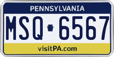 PA license plate MSQ6567