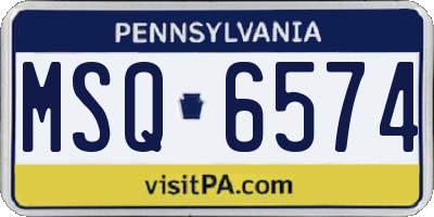 PA license plate MSQ6574