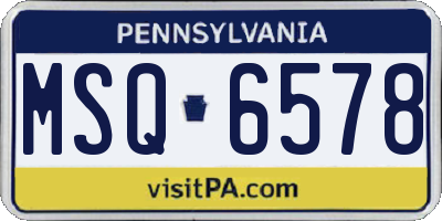PA license plate MSQ6578