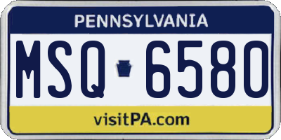 PA license plate MSQ6580