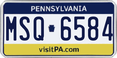 PA license plate MSQ6584