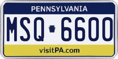 PA license plate MSQ6600