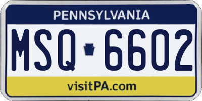 PA license plate MSQ6602