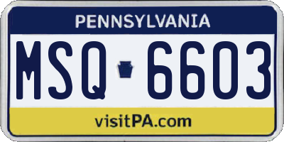 PA license plate MSQ6603