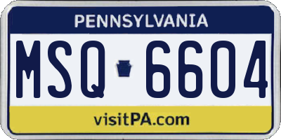 PA license plate MSQ6604