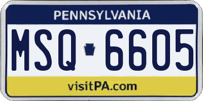 PA license plate MSQ6605
