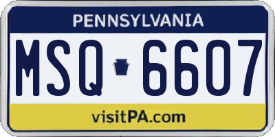 PA license plate MSQ6607