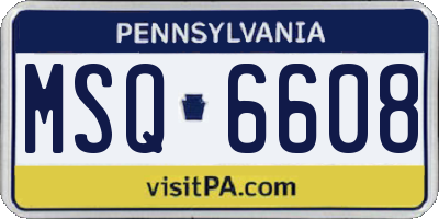 PA license plate MSQ6608