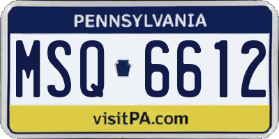 PA license plate MSQ6612