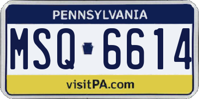PA license plate MSQ6614