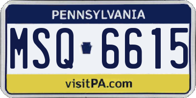 PA license plate MSQ6615