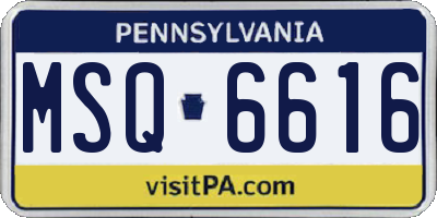 PA license plate MSQ6616