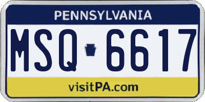 PA license plate MSQ6617